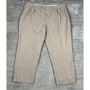 T Harris‎ London Pants Mens 44X32 Brown Straight Leg Chino Pleated Casual